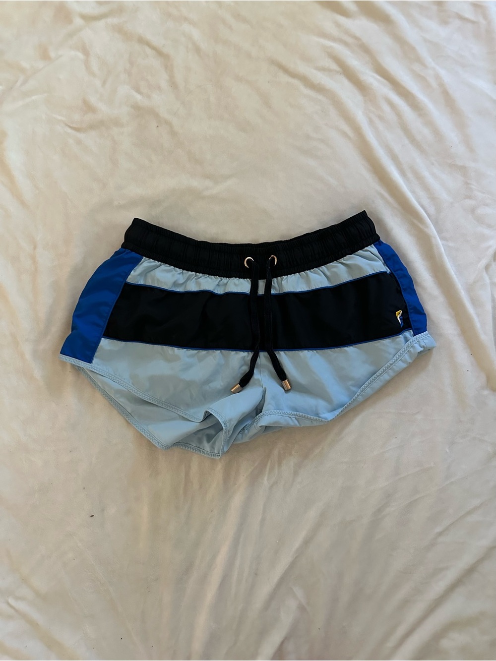 PE nation Light Blue & Black Colorblock Athletic Shorts
